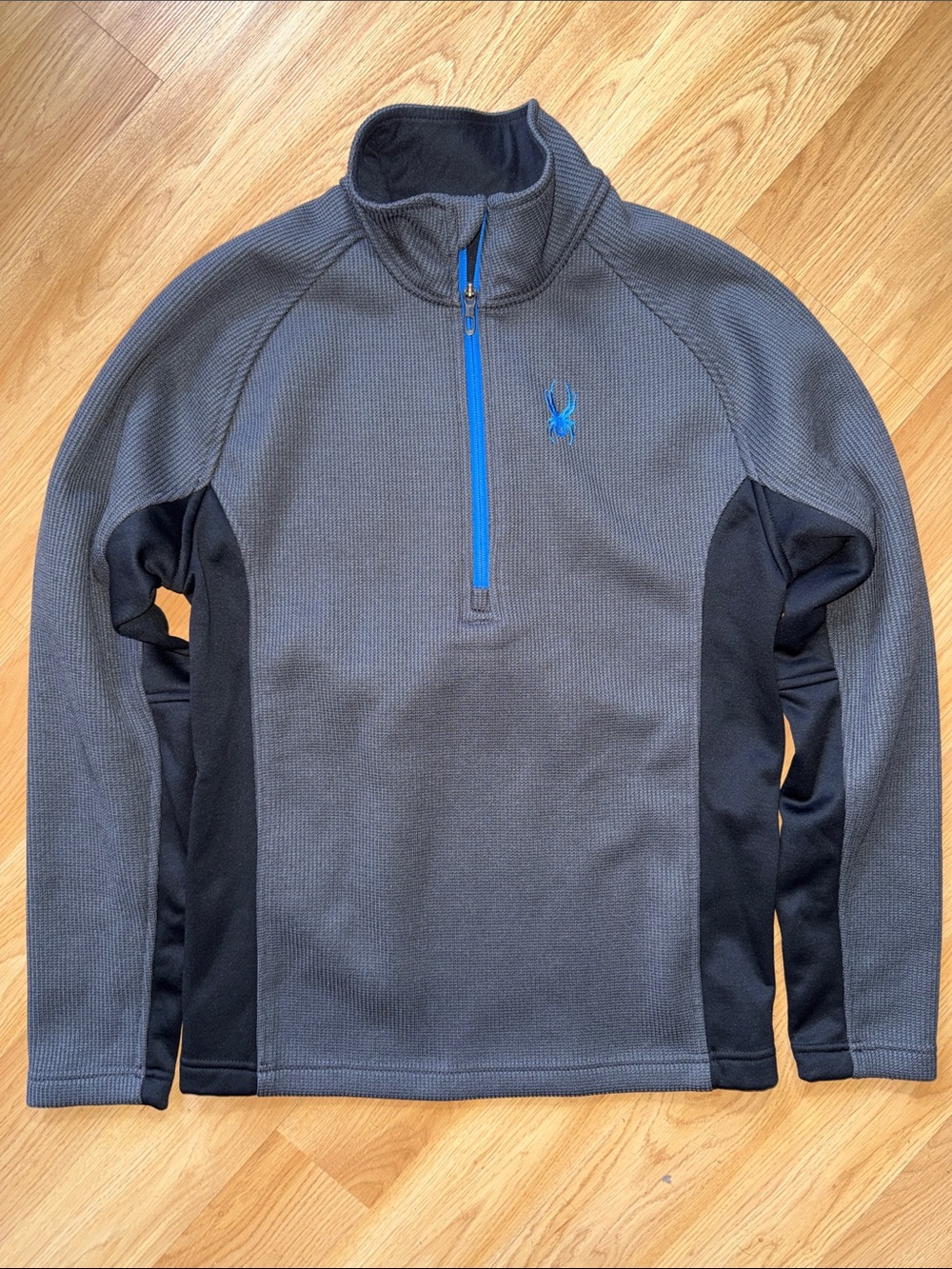 Spyder Gray & Black Quarter-Zip Blue Logo Size Small Outbound Stryke Pullover